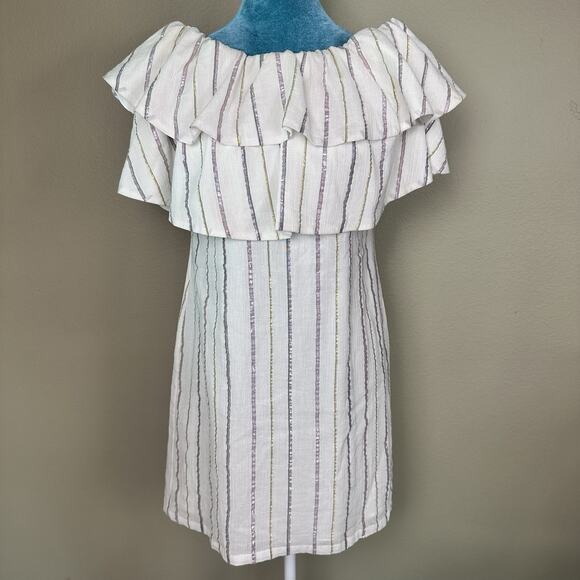 Charles Henry Nordstroms Women S Off-Shoulder Striped Ruffle Mini Dress - Picture 10 of 16